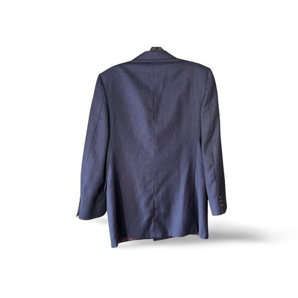 Vintage Wool Navy Pinstripe Power Blazer Tailored - Picture 2 of 7